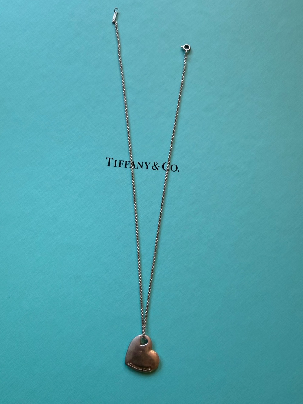 2000s retired Tiffany & Co. Silver Heart Pendant Necklace